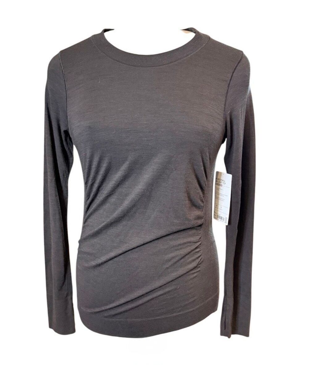 NWT Athleta Foresthill Ascent Top Large Brown Layering Yoga Activewear Athleisur